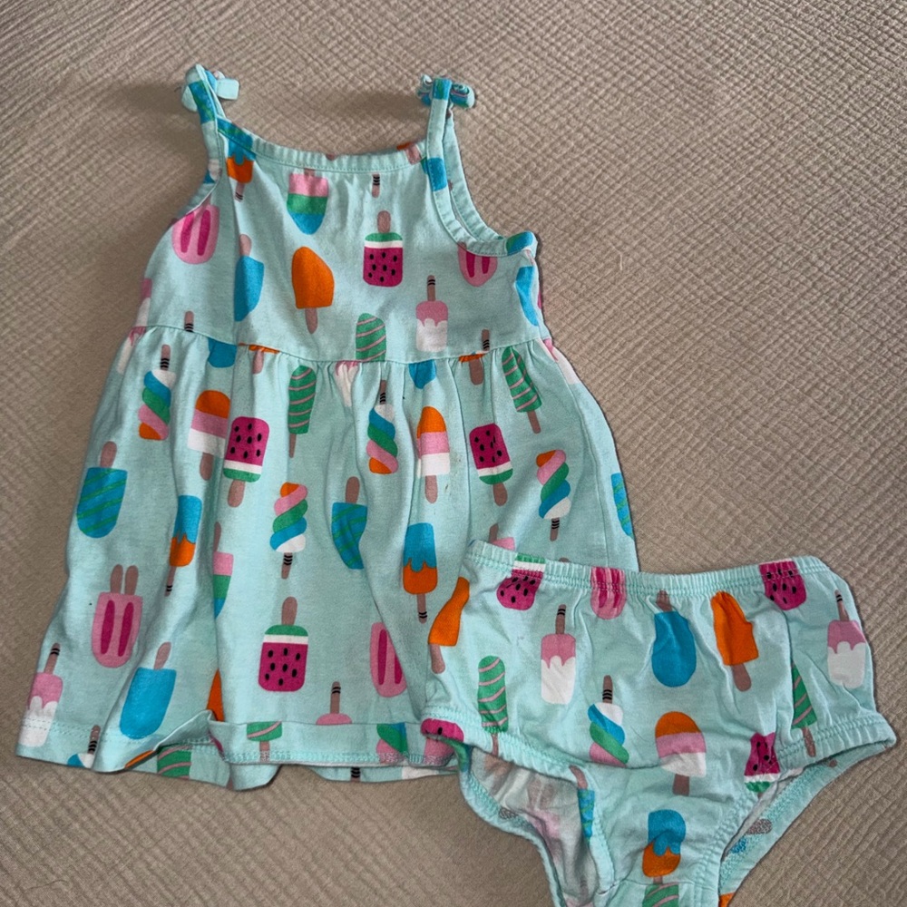 Wonder Nation Pastel Ice Cream Baby Dress and Bloomers